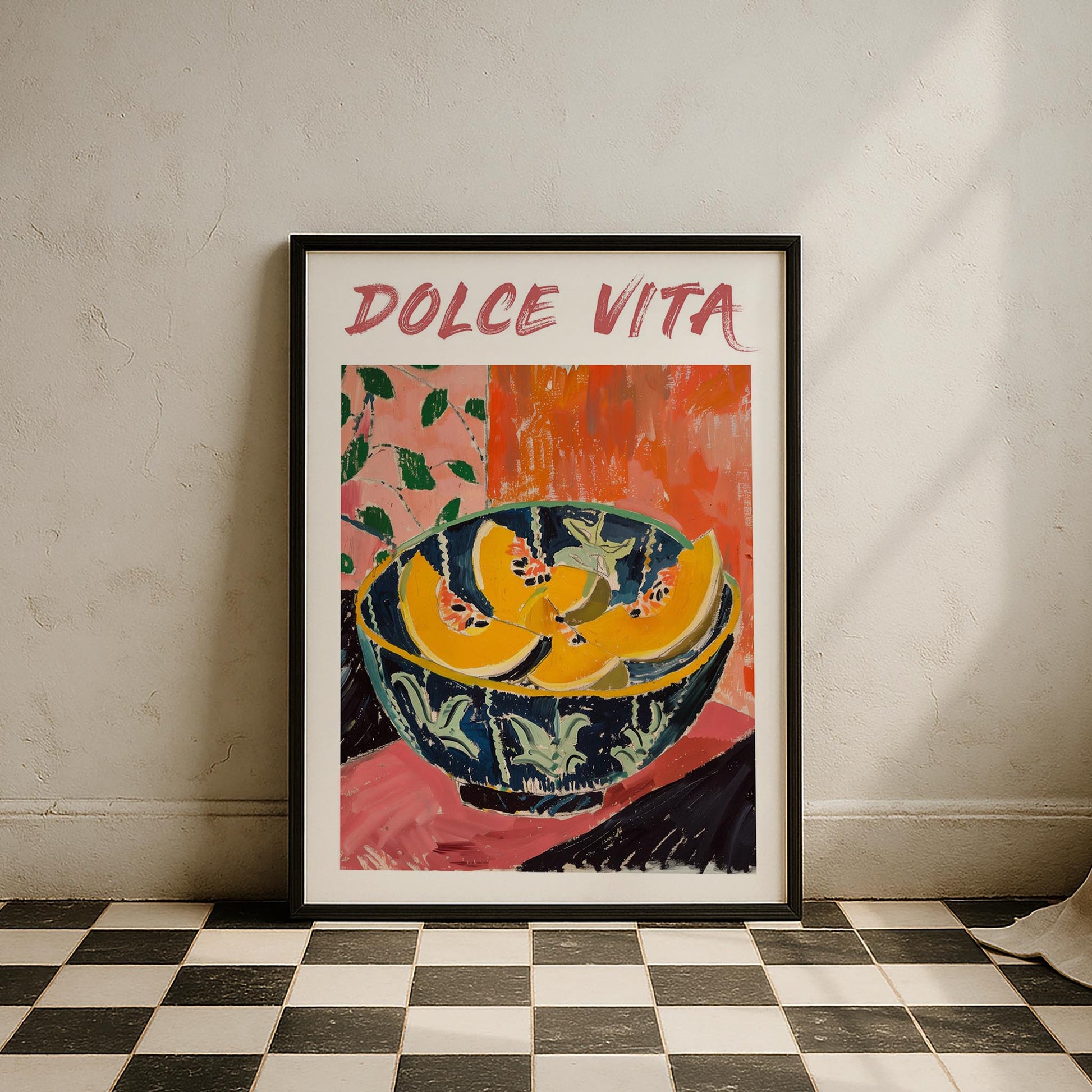 Dolce Vita Papaya Tipografi Akdeniz İtalya Koleksiyonu Mutfak Duvar Tablosu