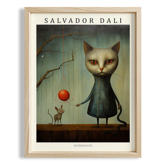 Kedi ve Top - Salvador Dali Ahşap Duvar Tablosu