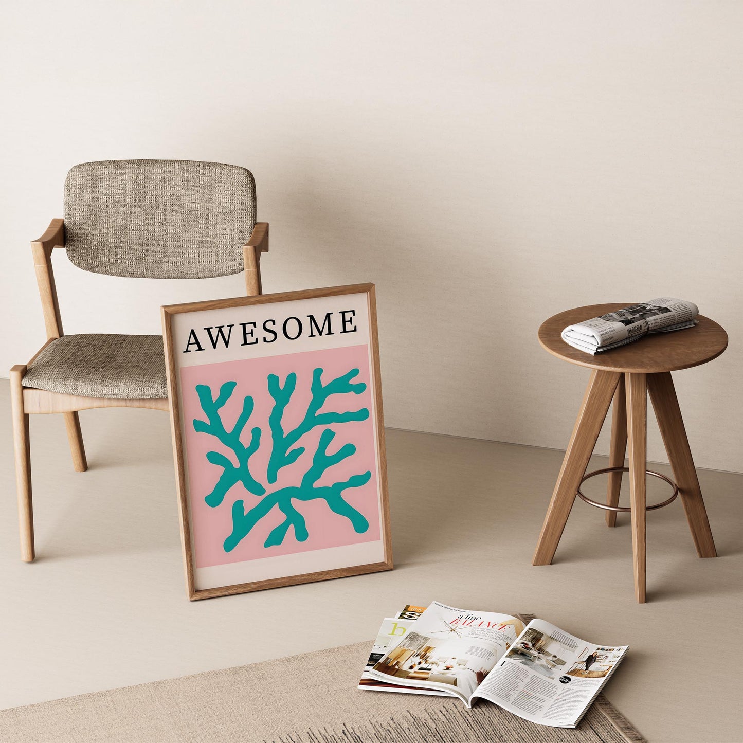 Matisse Kağıt Kesimleri Abstract Serisi AWESOME Tipografi I Duvar Tablosu