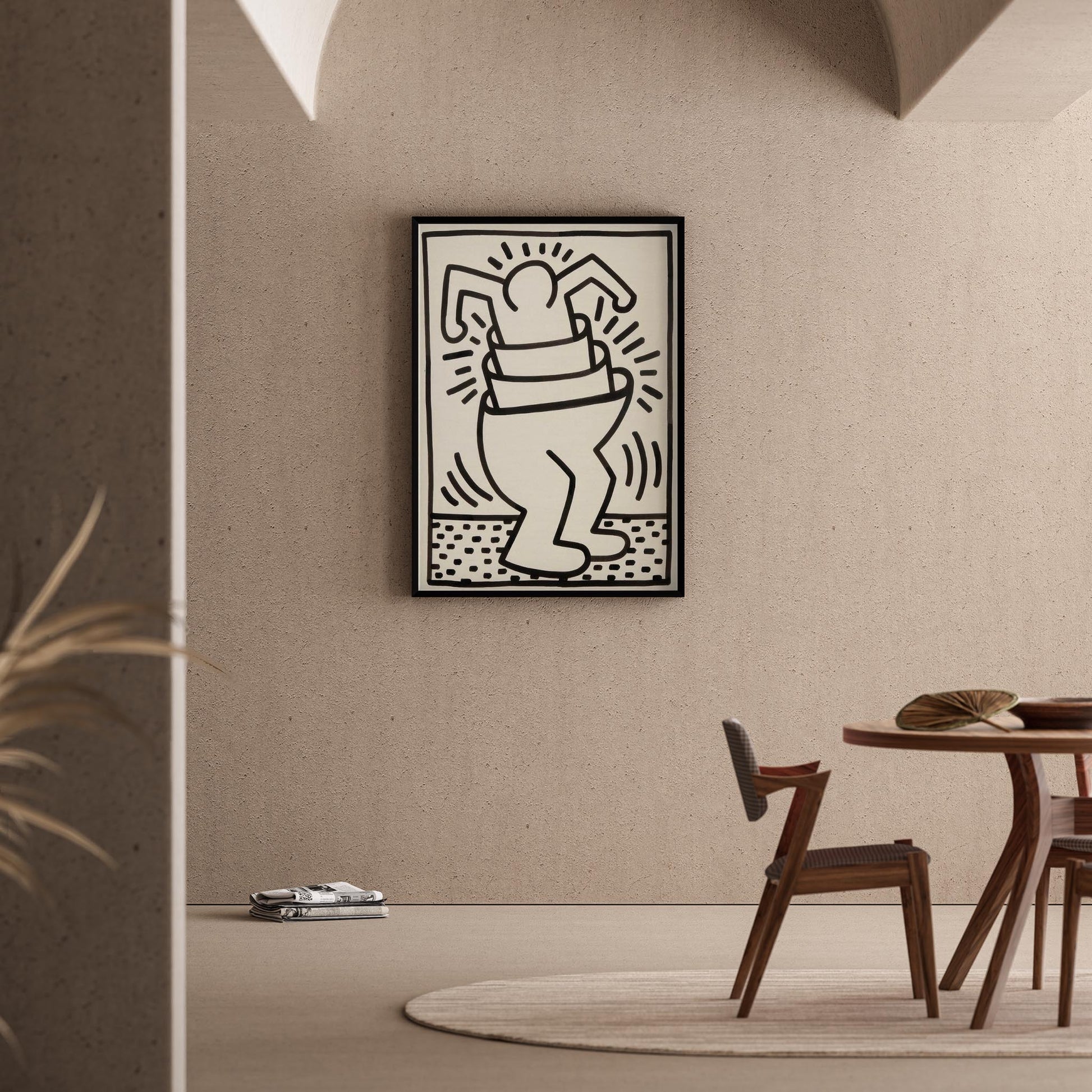 Sallanan Figür - Keith Haring Ahşap Duvar Tablosu
