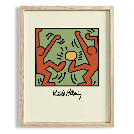 Dans Eden Figürler - Keith Haring Ahşap Duvar Tablosu