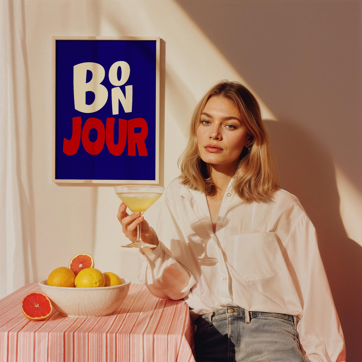 Bonjour Tipografi Mutfak Duvar Tablosu