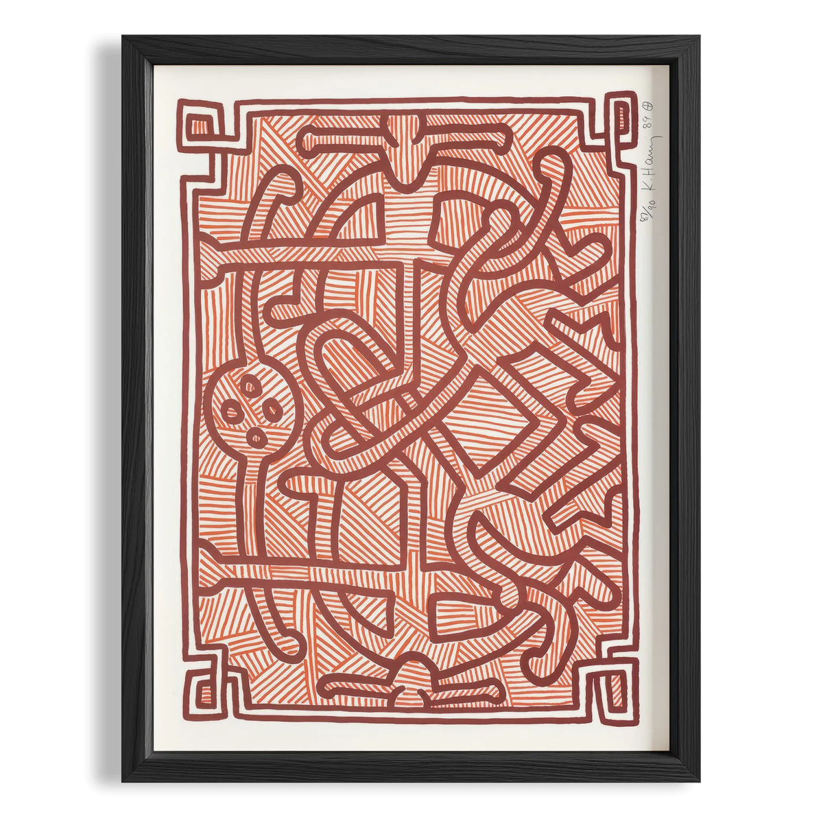 Labirent Deseni - Keith Haring Ahşap Duvar Tablosu