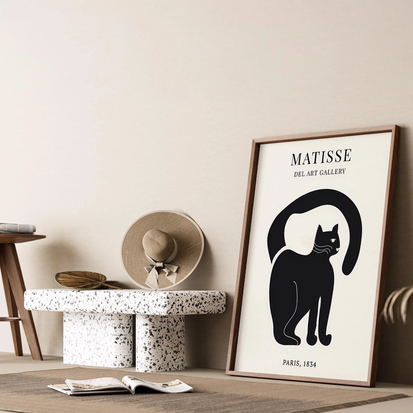 Matisse Kağıt Kesimleri Serisi Minimalist Siyah Erkek Kedi I Duvar Tablosu