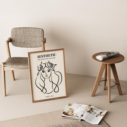 Matisse Kağıt Kesimleri Minimalist Çizgi Sanatı Estetik Kadın Portresi I Duvar Tablosu