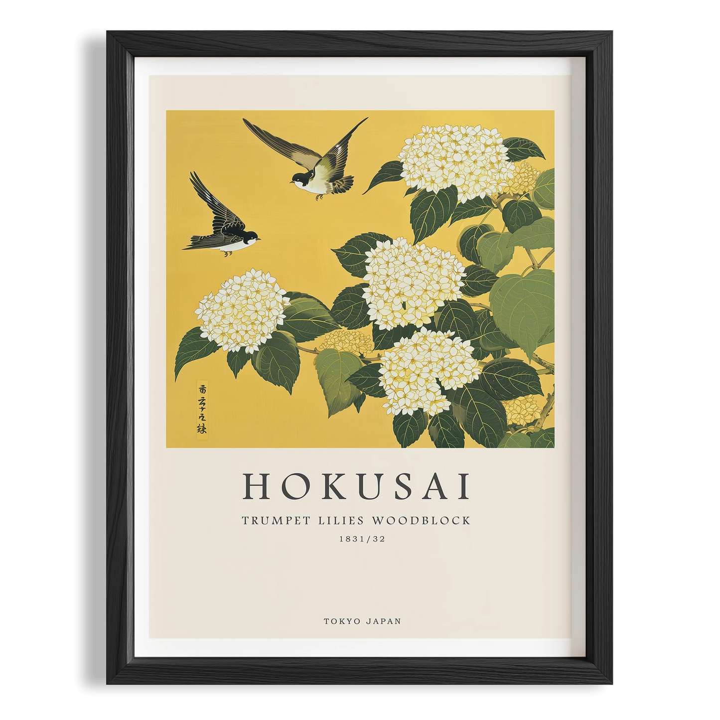Hokusai Trompet Zambakları ve Kuşlar