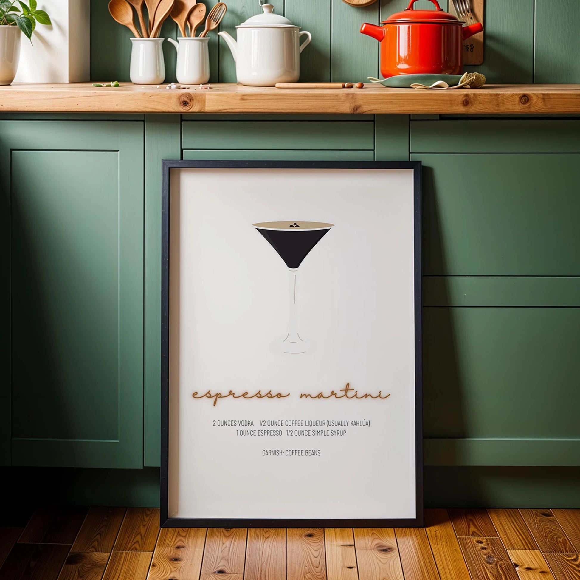 Espresso Martini Kokteyli Minimal Mutfak Duvar Tablosu