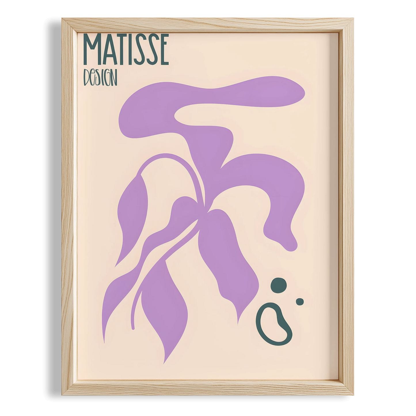 Matisse Kağıt Kesimleri Abstract Serisi Lila Bej Yaprak ve Dallar I Duvar Tablosu