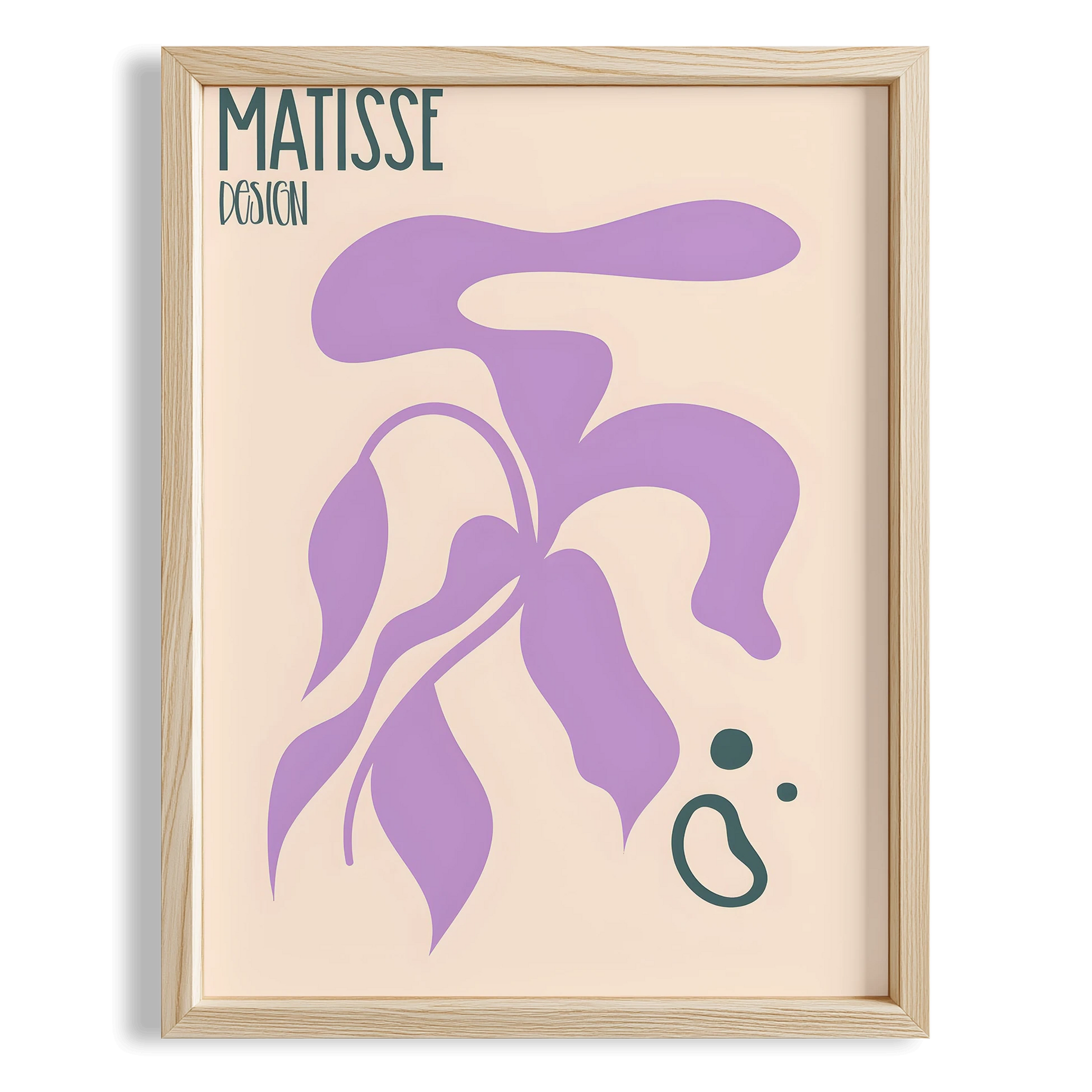 Matisse Kağıt Kesimleri Abstract Serisi Lila Bej Yaprak ve Dallar I Duvar Tablosu