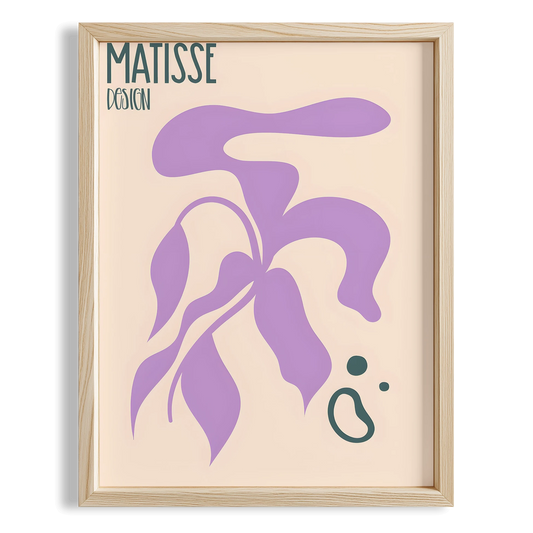 Matisse Kağıt Kesimleri Abstract Serisi Lila Bej Yaprak ve Dallar I Duvar Tablosu