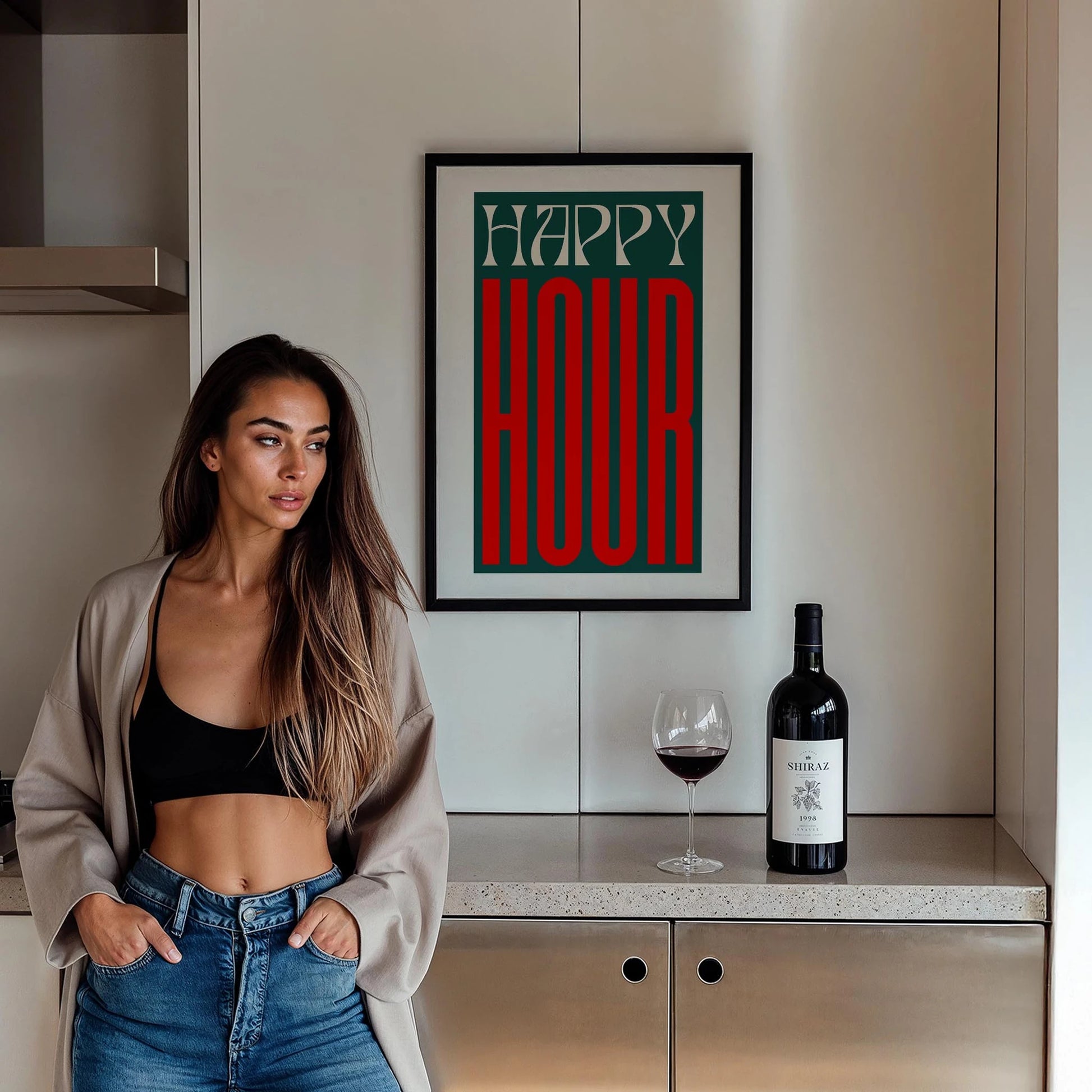 Happy Hour Tipografi Mutfak Duvar Tablosu