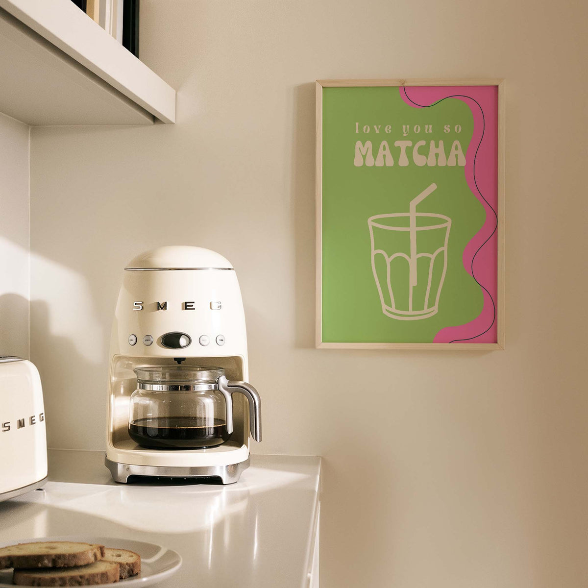 Love You So Matcha Çayı Tipografi Mutfak Duvar Tablosu