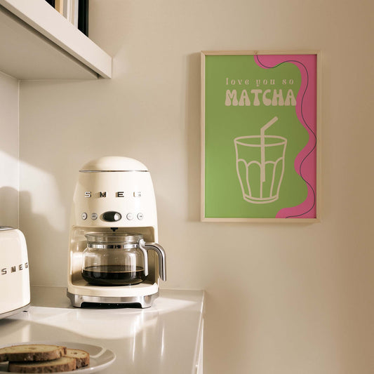 Love You So Matcha Çayı Tipografi Mutfak Duvar Tablosu