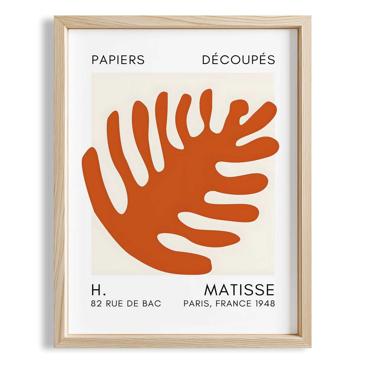 Matisse Kağıt Kesimleri Serisi Terracotta Soyut Palmiye Yaprağı I Duvar Tablosu