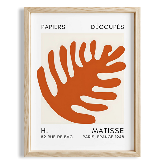 Matisse Kağıt Kesimleri Serisi Terracotta Soyut Palmiye Yaprağı I Duvar Tablosu