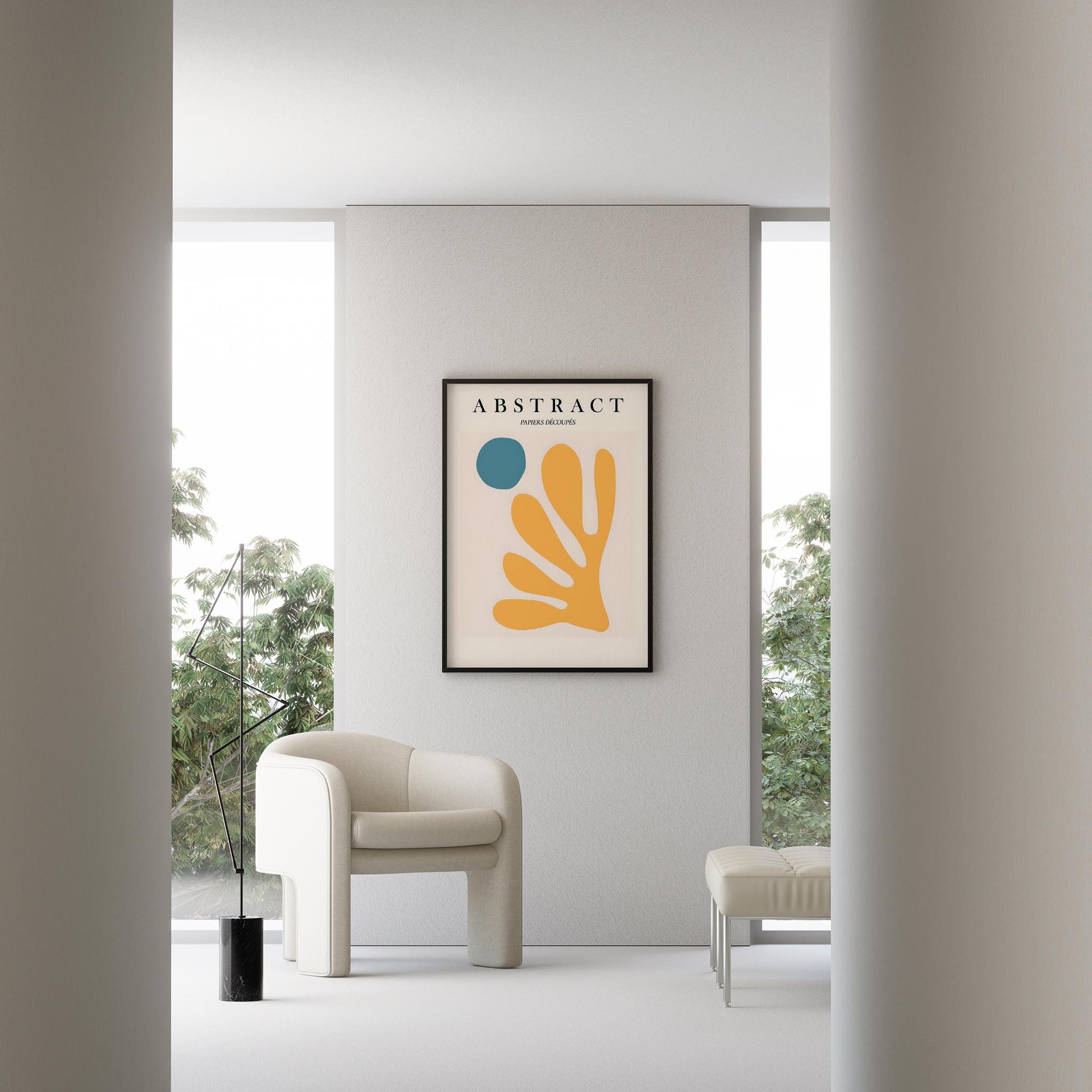 Matisse Kağıt Kesimleri Abstract Serisi Sarı Yaprak I Duvar Tablosu