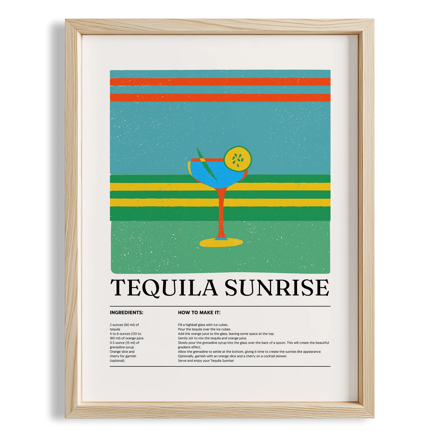 Tequila Sunrise Kokteyl Tarifi Mutfak Duvar Tablosu