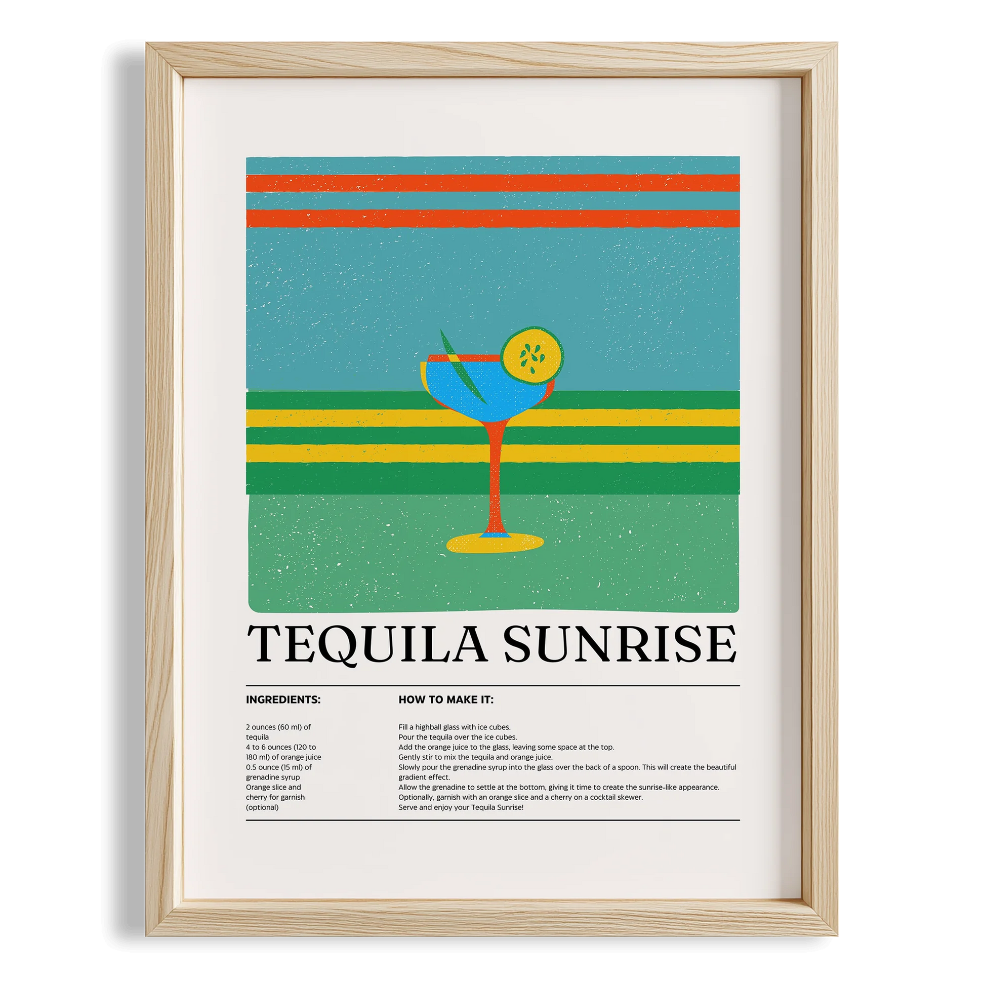 Tequila Sunrise Kokteyl Tarifi Mutfak Duvar Tablosu