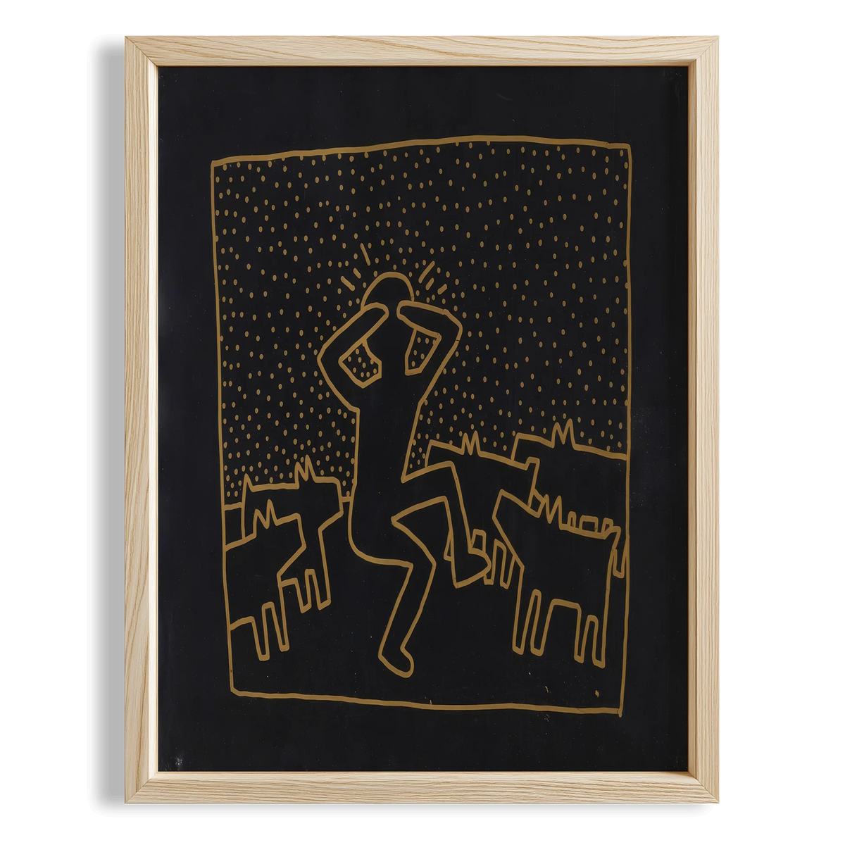 Altın Çizgiler - Keith Haring Ahşap Duvar Tablosu