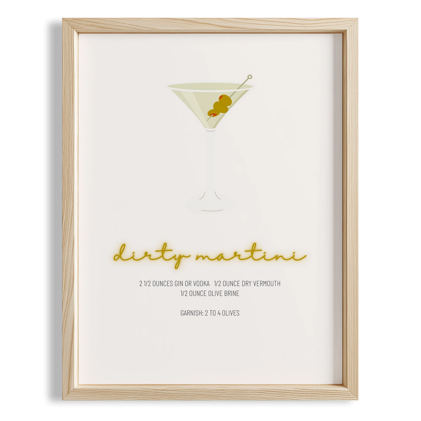 Dirty Martini Kokteyli Minimal Mutfak Duvar Tablosu