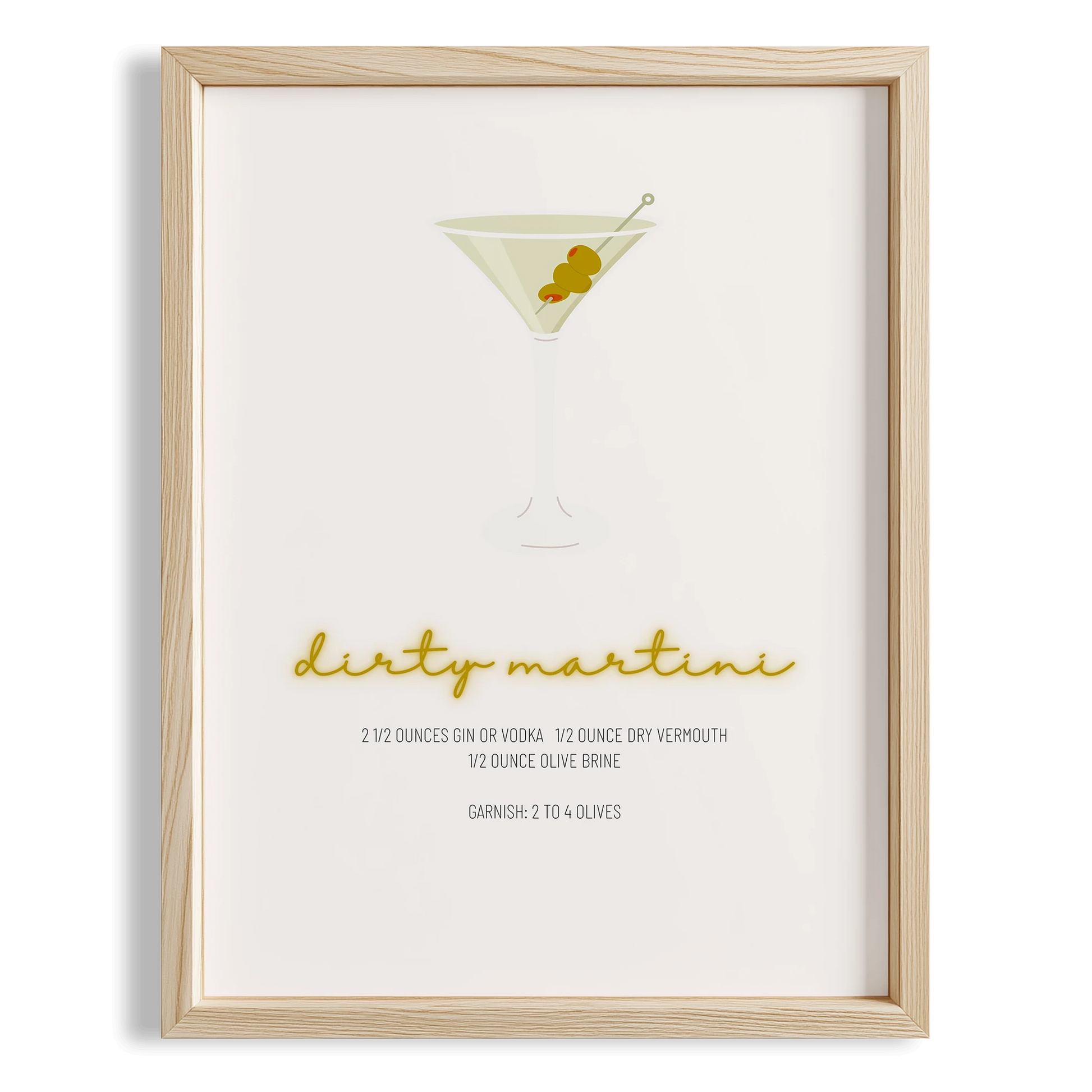 Dirty Martini Kokteyli Minimal Mutfak Duvar Tablosu
