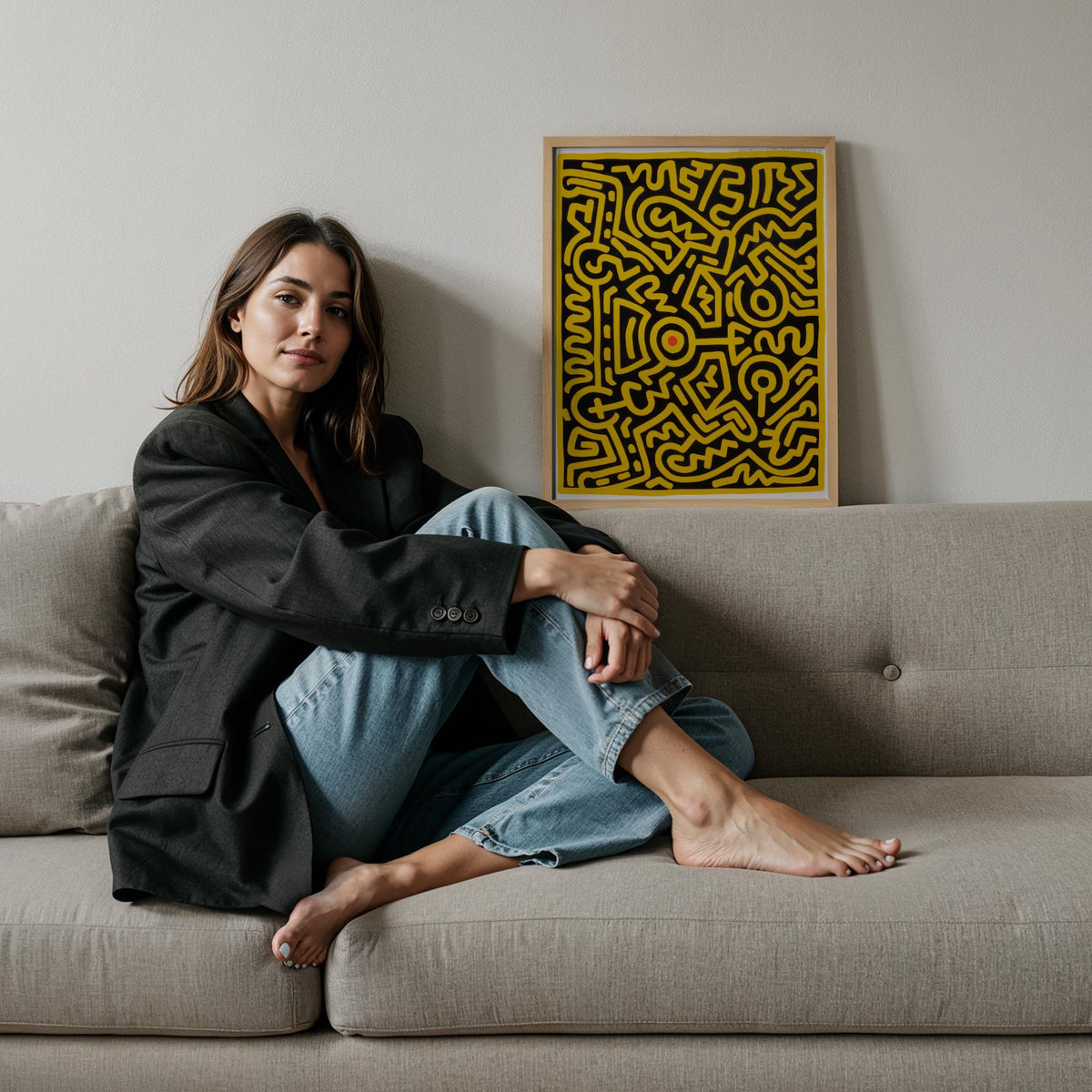 Labirent Çizgileri - Keith Haring Ahşap Duvar Tablosu