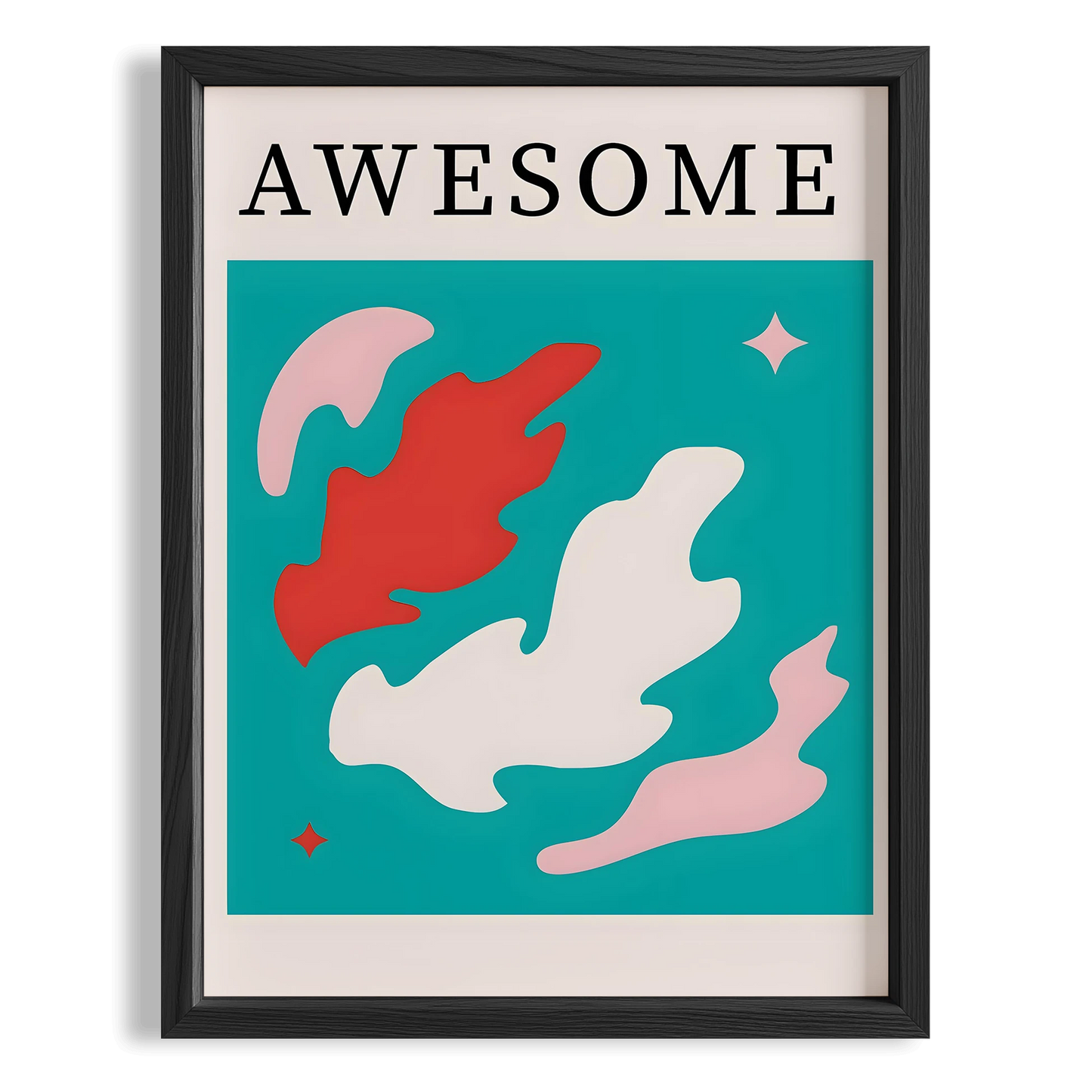 Matisse Kağıt Kesimleri Abstract Serisi Turkuaz AWESOME Tipografi I Duvar Tablosu
