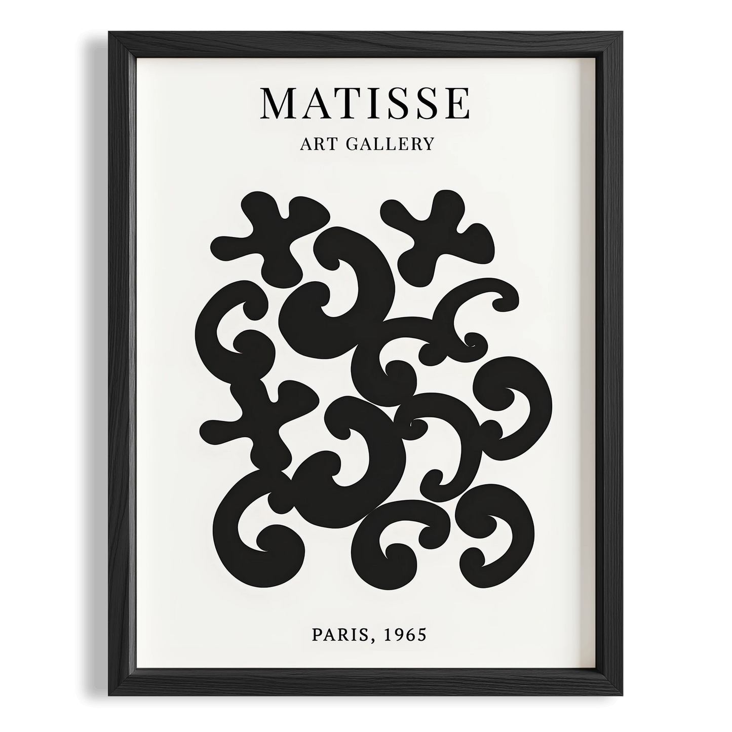 Matisse Kağıt Kesimleri Serisi Siyah Soyut Dal ve Çiçekler I Duvar Tablosu
