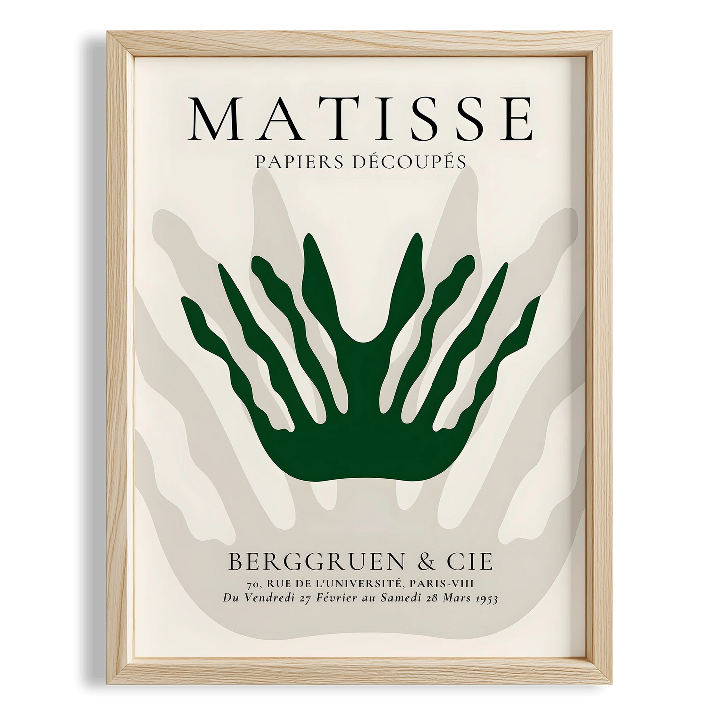 Matisse Kağıt Kesimleri Serisi Yeşil Mercan Bej Minimalist I Duvar Tablosu