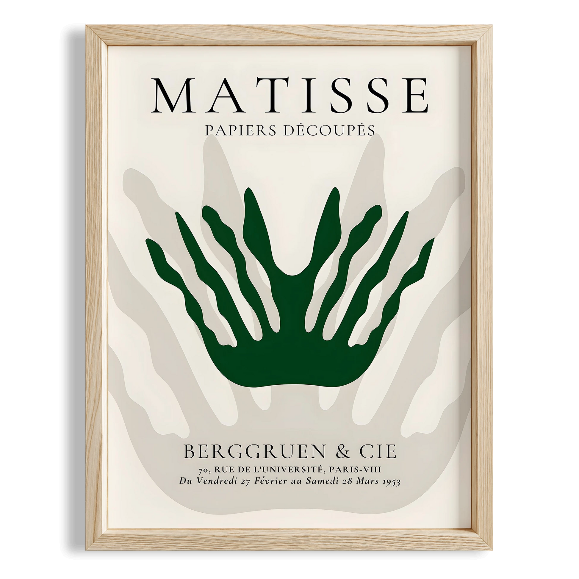 Matisse Kağıt Kesimleri Serisi Yeşil Mercan Bej Minimalist I Duvar Tablosu
