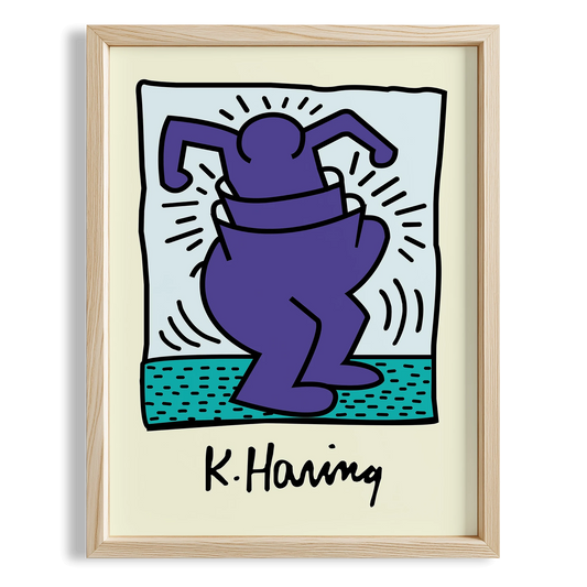 Mor Dansçı - Keith Haring Ahşap Duvar Tablosu