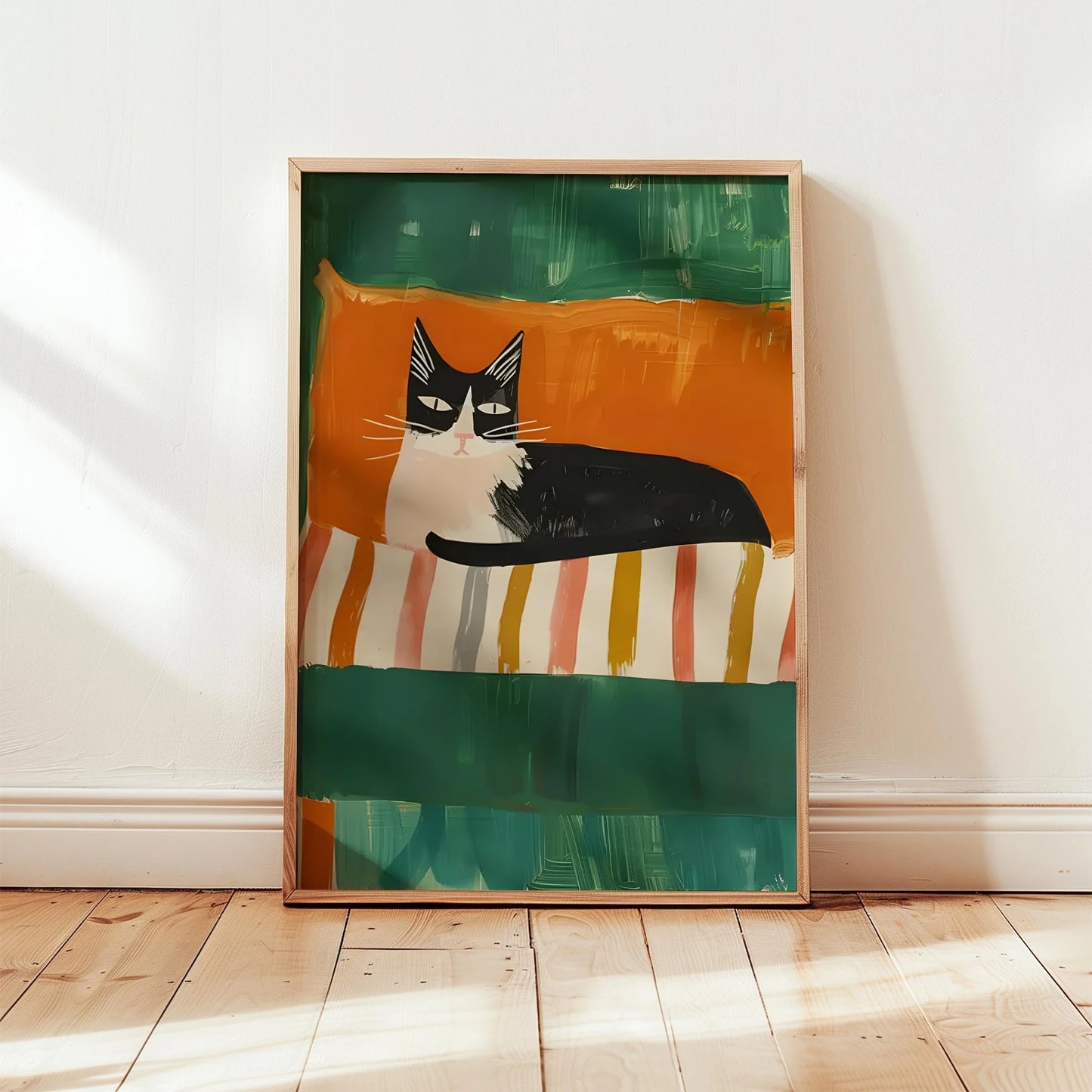 Kedi Portresi V - Zümrüt ve Turuncu