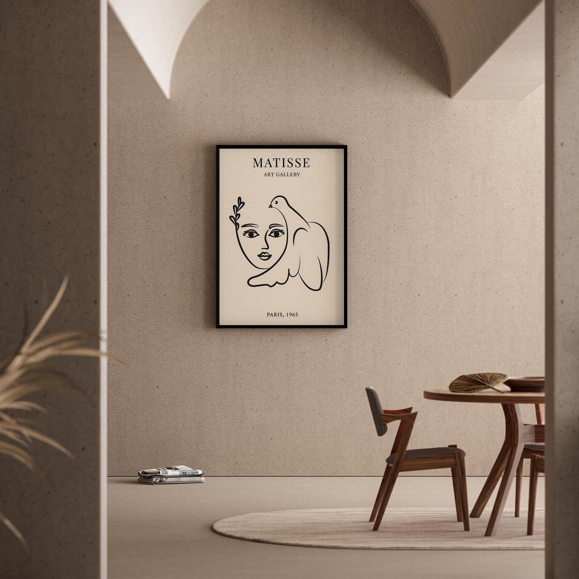 Matisse Kağıt Kesimleri Picasso Abstract Kadın Silüeti ve Kuş Sağ I Duvar Tablosu
