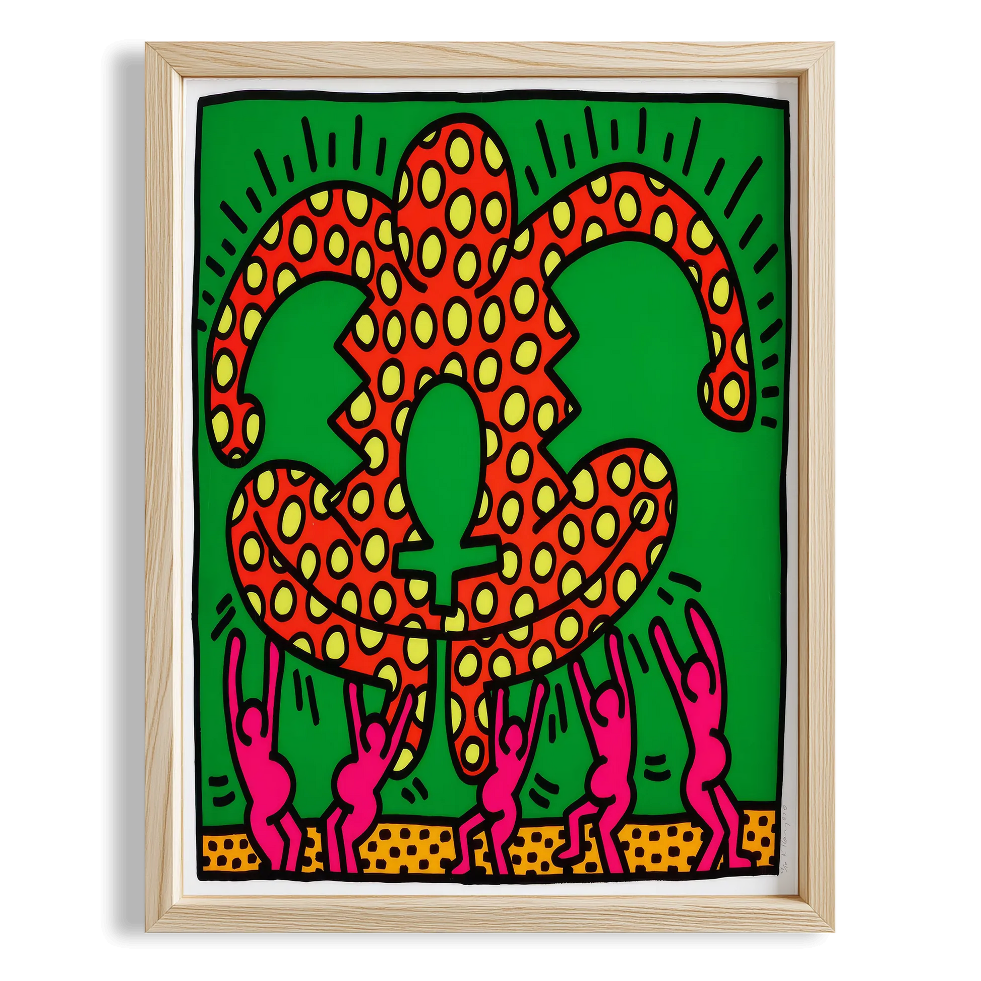 Taçlı Figür - Keith Haring Ahşap Duvar Tablosu