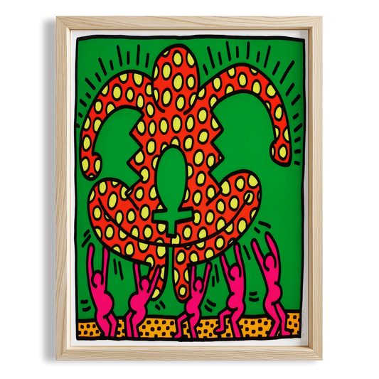Taçlı Figür - Keith Haring Ahşap Duvar Tablosu