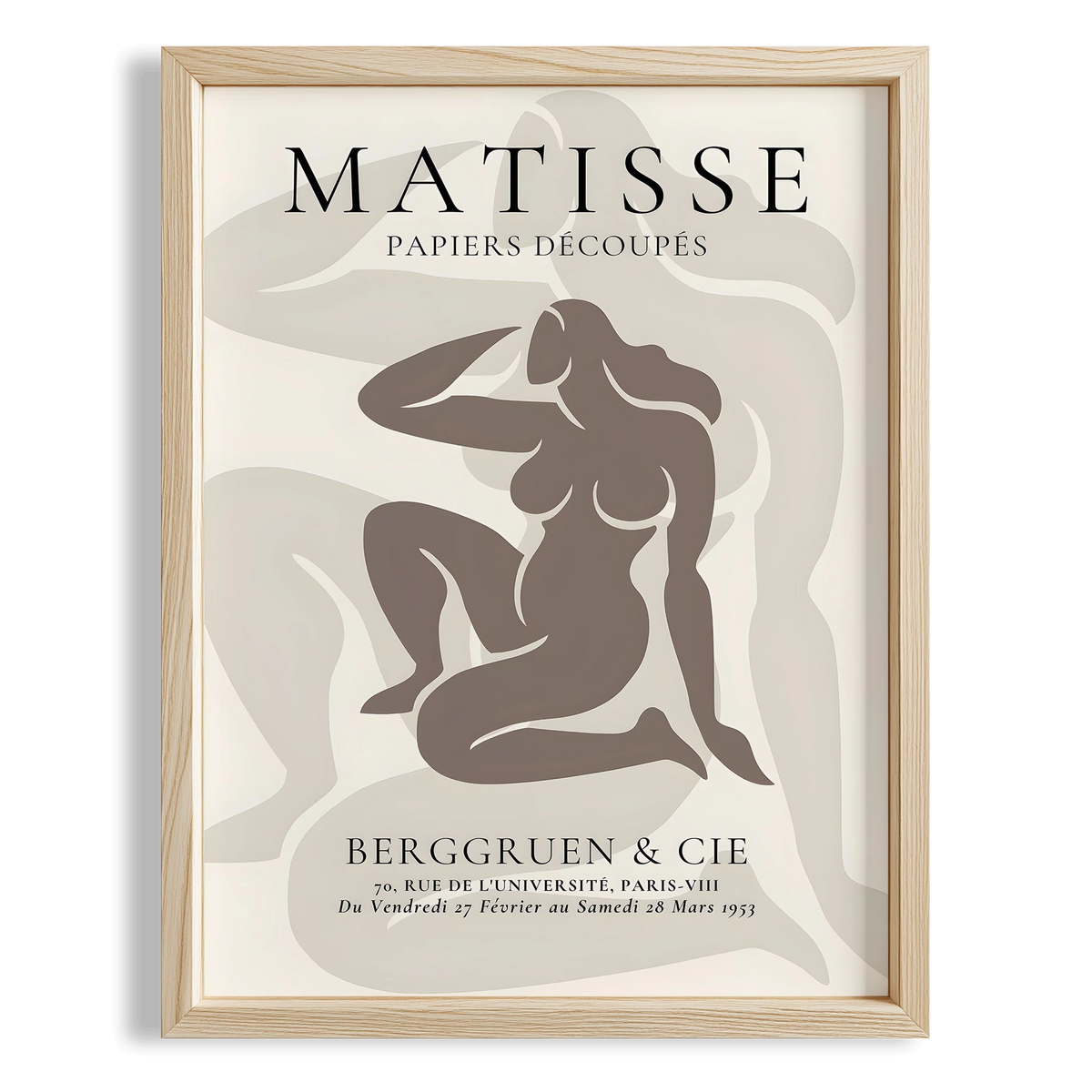 Matisse Kağıt Kesimleri Serisi Minimalist Bej Kadın Figürü I Duvar Tablosu