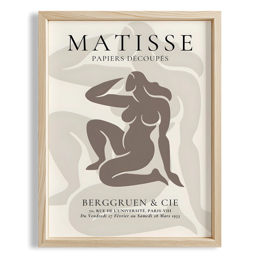 Matisse Kağıt Kesimleri Serisi Minimalist Bej Kadın Figürü I Duvar Tablosu