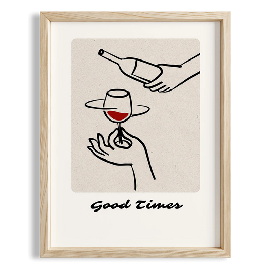 Good Times Şarap Tipografi Mutfak Duvar Tablosu