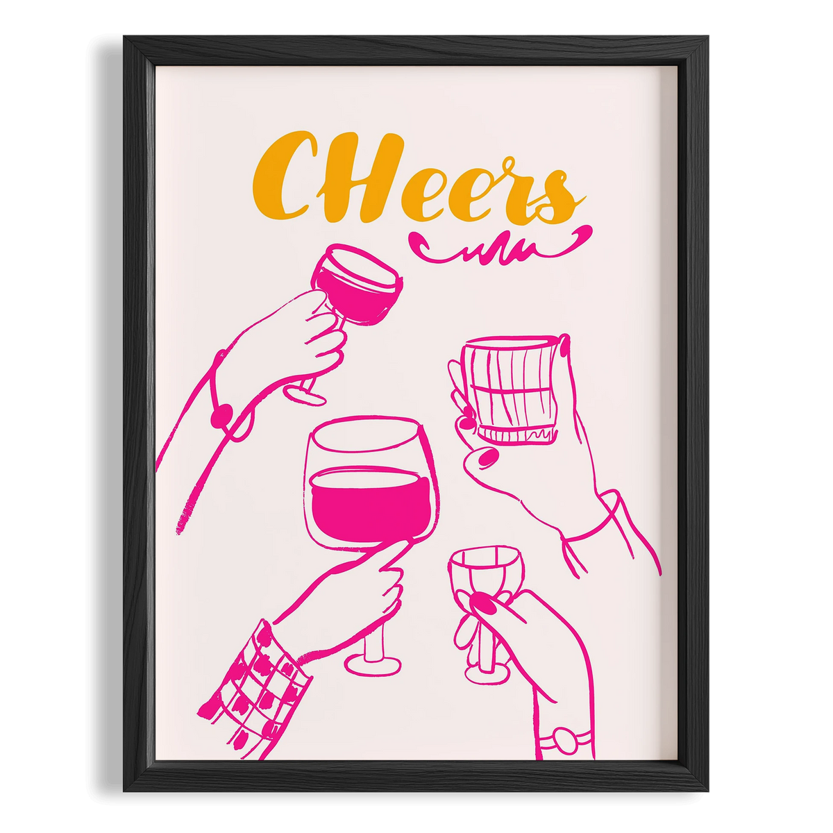 Cheers Tipografi Kokteyller Mutfak Duvar Tablosu III