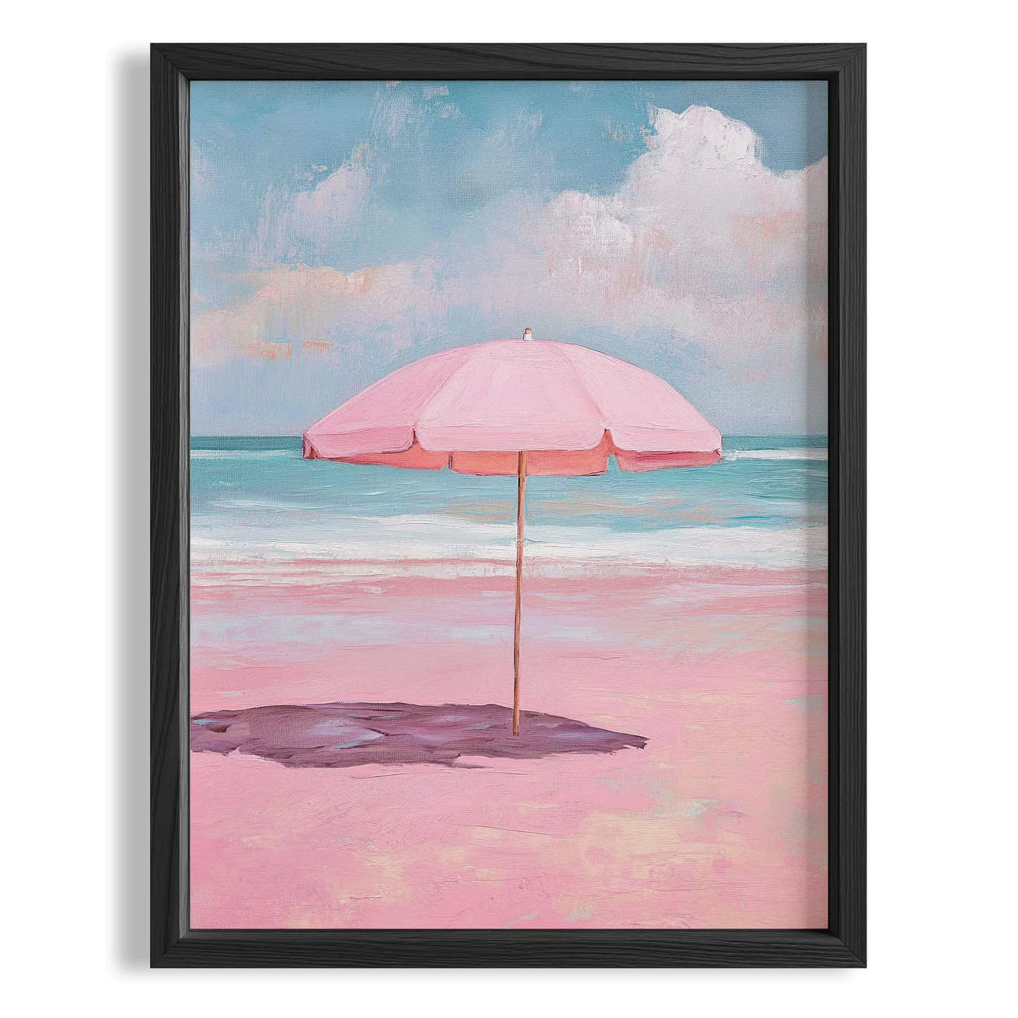 Pembe Sahil Şemsiyesi Maximalist - Duvar Tablosu