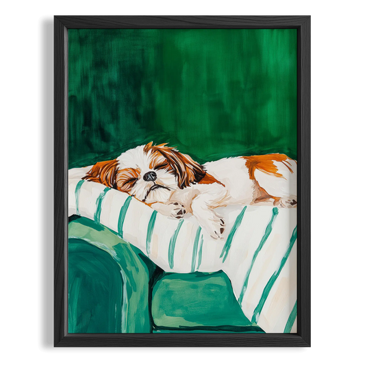 Köpek Portre VI - Shih Tzu Çizgili Zümrüt