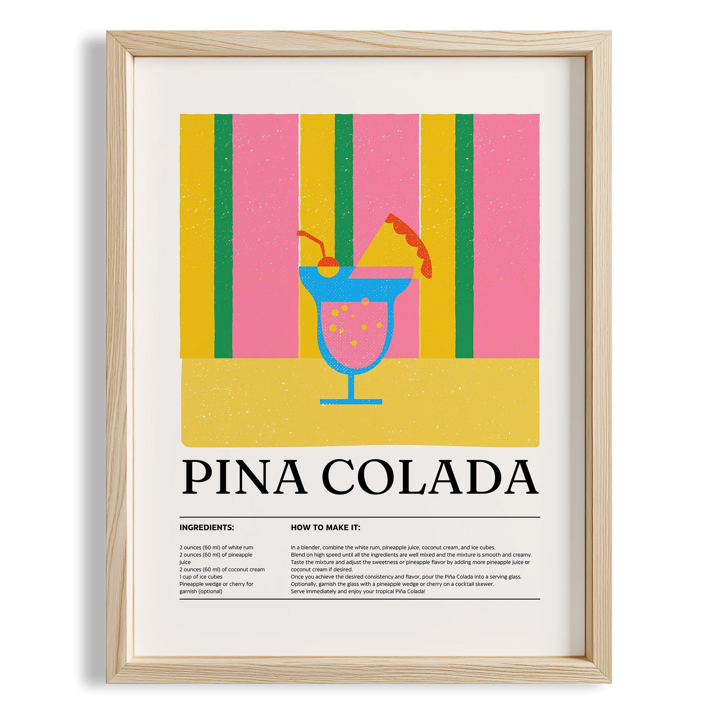 Pina Colada Kokteyl Tarifi Mutfak Duvar Tablosu