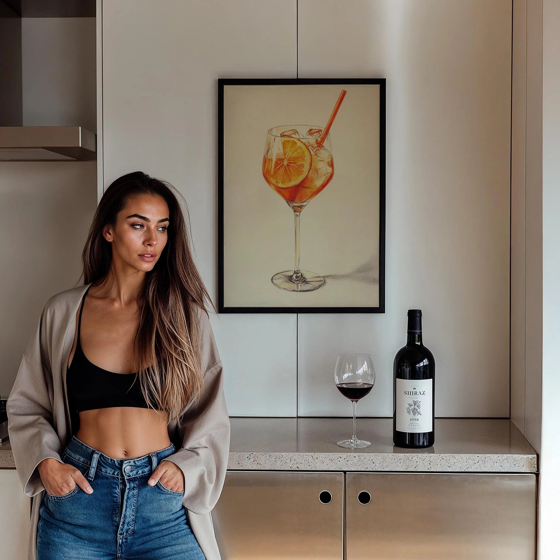 Aperol Spritz İtalyan Tarzı İllüstrasyon Mutfak Duvar Tablosu