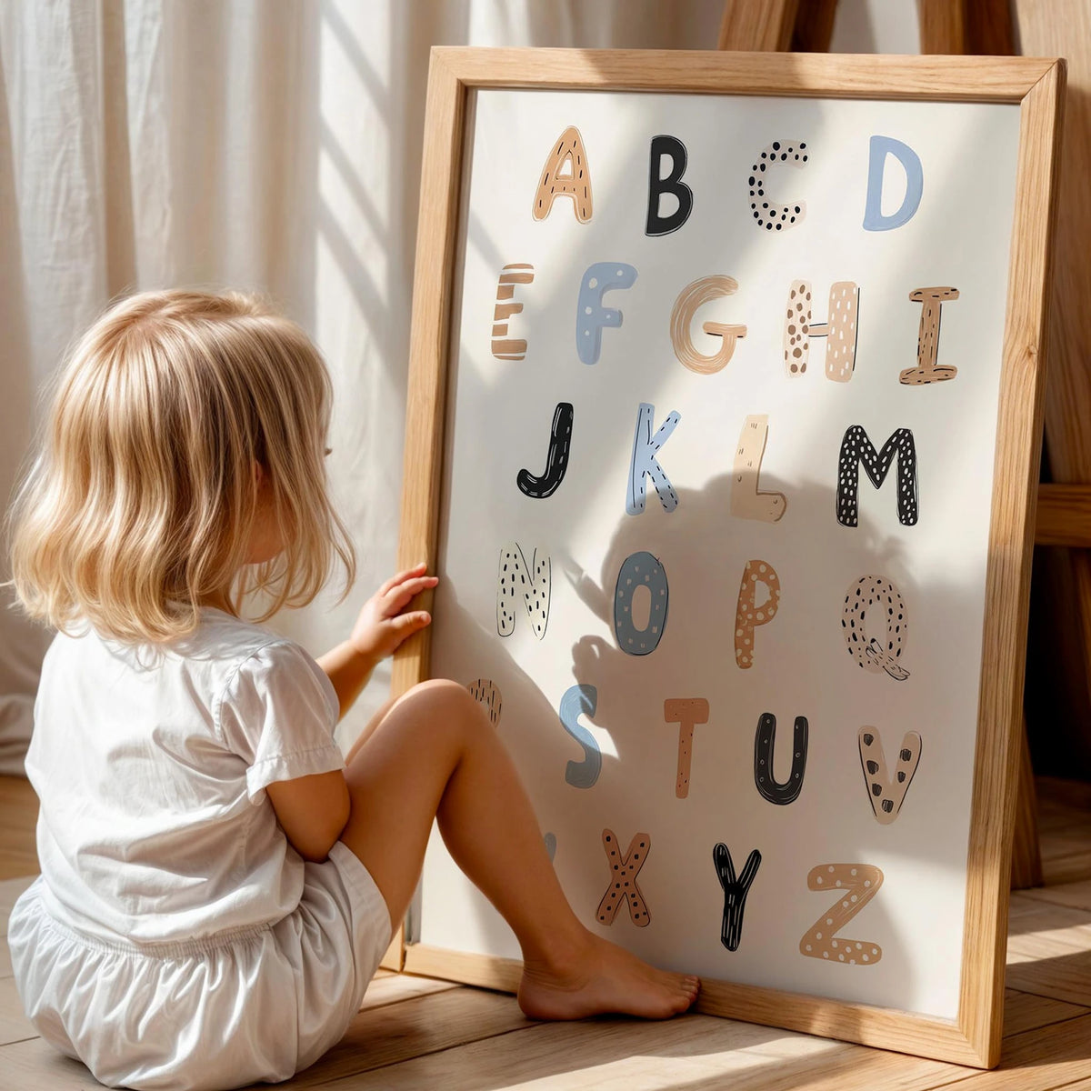 İngilizce Alfabe Montessori Öğretici Çocuk Odası Ahşap Tablo