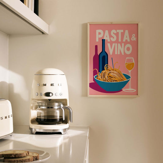 Pasta & Vino İtalyanca Tipografi Mutfak Duvar Tablosu II