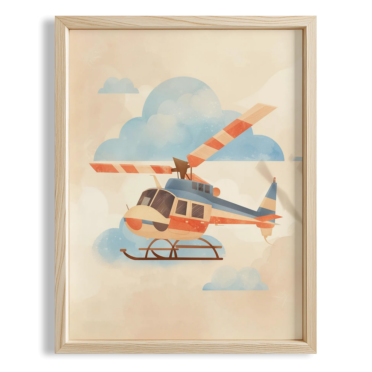 Helikopter Bohem Temalı Erkek Çocuk Odası Ahşap Tablo