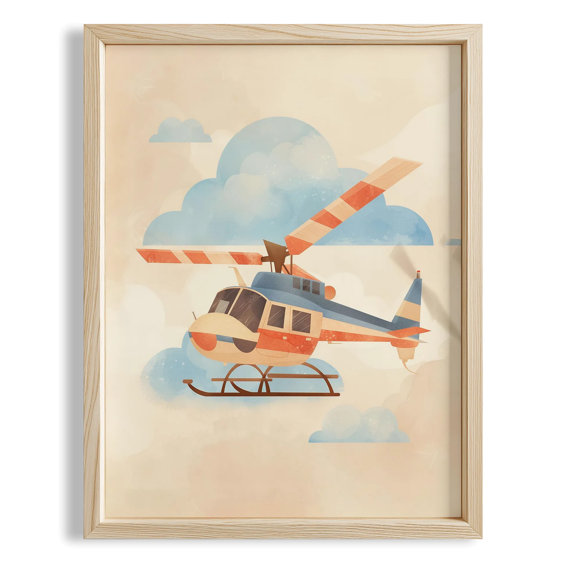 Helikopter Bohem Temalı Erkek Çocuk Odası Ahşap Tablo