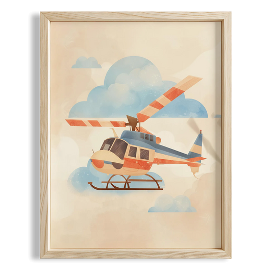 Helikopter Bohem Temalı Erkek Çocuk Odası Ahşap Tablo