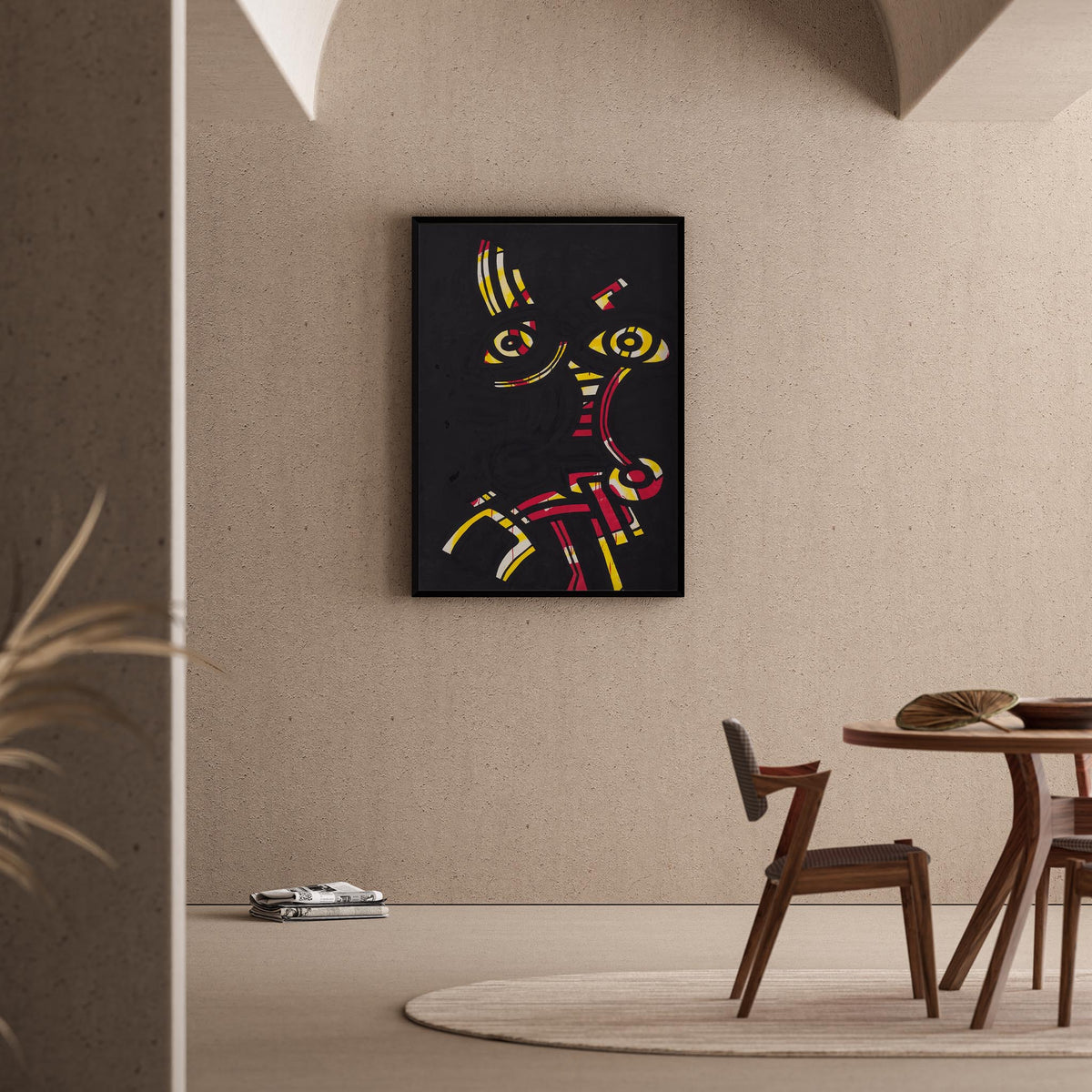 Neon Yüz - Keith Haring Ahşap Duvar Tablosu