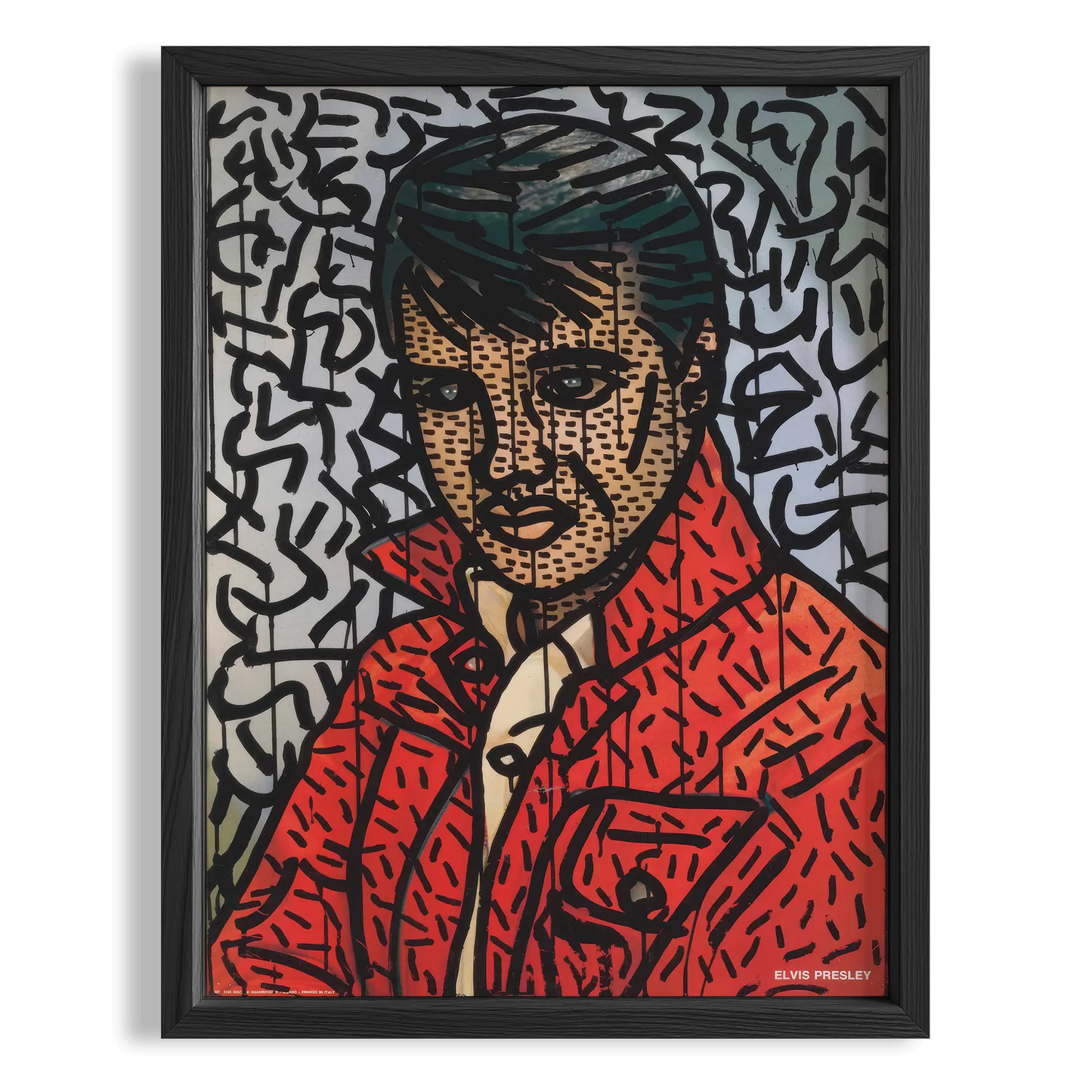 Kırmızı Ceketli Adam - Keith Haring Ahşap Duvar Tablosu